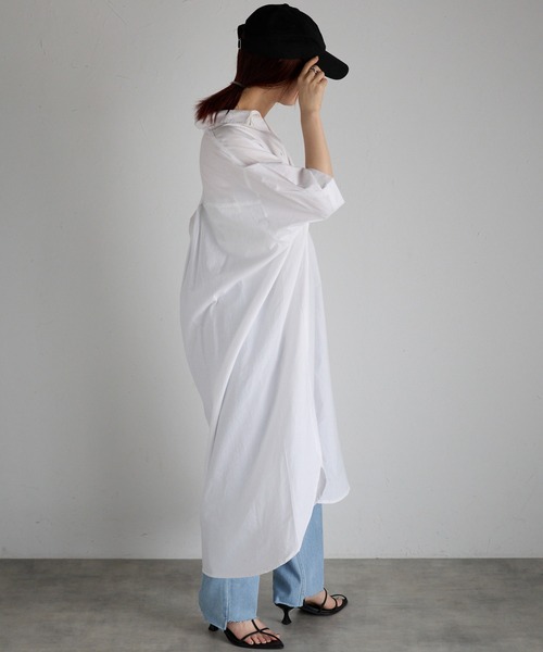 Fizz（フィズ）の「【Fizz/フィズ】　コットンポプリンシャツワンピース（シャツワンピース・レディース・ブルー/チャコール/ホワイト/ライトカーキ・M）」の6枚目の写真