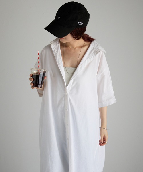 Fizz（フィズ）の「【Fizz/フィズ】　コットンポプリンシャツワンピース（シャツワンピース・レディース・ブルー/チャコール/ホワイト/ライトカーキ・M）」の5枚目の写真