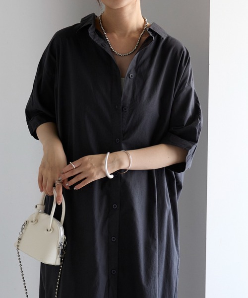 Fizz（フィズ）の「【Fizz/フィズ】　コットンポプリンシャツワンピース（シャツワンピース・レディース・ブルー/チャコール/ホワイト/ライトカーキ・M）」の15枚目の写真