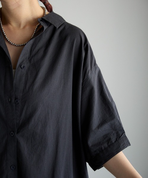 Fizz（フィズ）の「【Fizz/フィズ】　コットンポプリンシャツワンピース（シャツワンピース・レディース・ブルー/チャコール/ホワイト/ライトカーキ・M）」の12枚目の写真