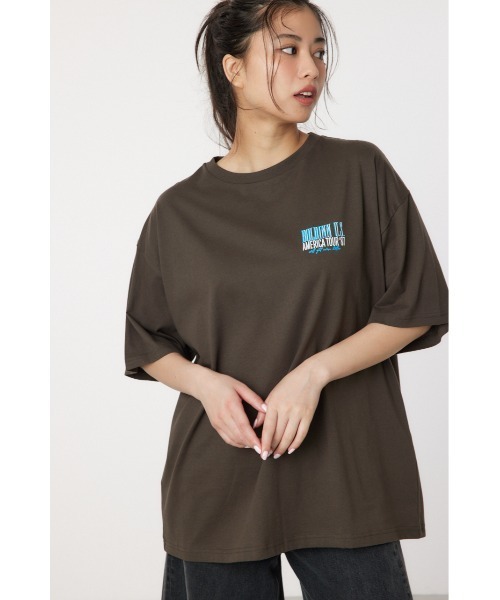 RODEO CROWNS WIDE BOWL(ロデオクラウンズワイドボウル)の「TOURS 5分袖トップス(Tシャツ/カットソー・レディース・カーキ/オフホワイト/チャコールグレー・FREE)」の3枚目の写真