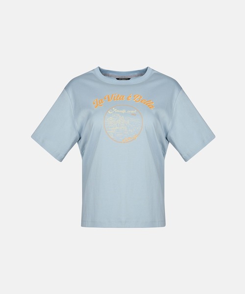 METROCITY（メトロシティ）の「【メトロシティ】綿100％ La Vita E Bella プリントTシャツ 半袖 レトロ（Tシャツ/カットソー・レディース・グレー/ネイビー/ピンク/イエロー/ライトブルー・M/L）」の3枚目の写真