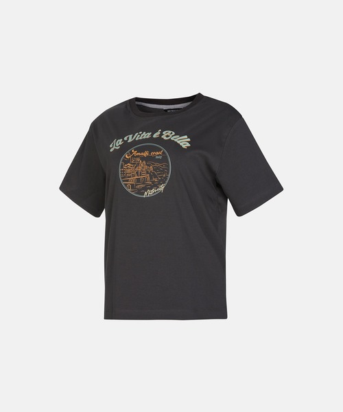 METROCITY（メトロシティ）の「【メトロシティ】綿100％ La Vita E Bella プリントTシャツ 半袖 レトロ（Tシャツ/カットソー・レディース・グレー/ネイビー/ピンク/イエロー/ライトブルー・M/L）」の6枚目の写真