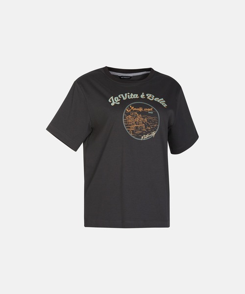 METROCITY（メトロシティ）の「【メトロシティ】綿100％ La Vita E Bella プリントTシャツ 半袖 レトロ（Tシャツ/カットソー・レディース・グレー/ネイビー/ピンク/イエロー/ライトブルー・M/L）」の7枚目の写真