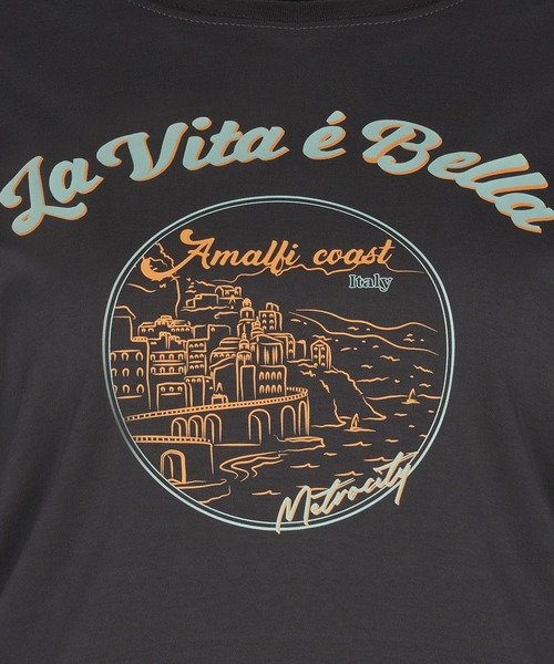 METROCITY（メトロシティ）の「【メトロシティ】綿100％ La Vita E Bella プリントTシャツ 半袖 レトロ（Tシャツ/カットソー・レディース・グレー/ネイビー/ピンク/イエロー/ライトブルー・M/L）」の10枚目の写真