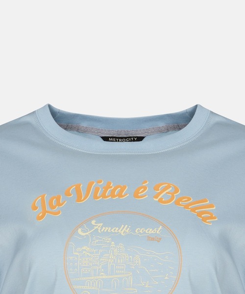METROCITY（メトロシティ）の「【メトロシティ】綿100％ La Vita E Bella プリントTシャツ 半袖 レトロ（Tシャツ/カットソー・レディース・グレー/ネイビー/ピンク/イエロー/ライトブルー・M/L）」の16枚目の写真