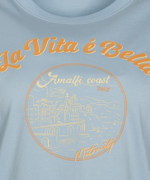 METROCITY（メトロシティ）の「【メトロシティ】綿100％ La Vita E Bella プリントTシャツ 半袖 レトロ（Tシャツ/カットソー・レディース・グレー/ネイビー/ピンク/イエロー/ライトブルー・M/L）」の17枚目の写真