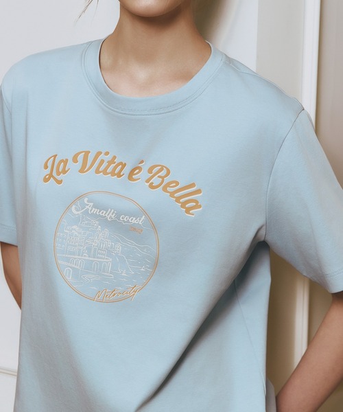 METROCITY（メトロシティ）の「【メトロシティ】綿100％ La Vita E Bella プリントTシャツ 半袖 レトロ（Tシャツ/カットソー・レディース・グレー/ネイビー/ピンク/イエロー/ライトブルー・M/L）」の19枚目の写真