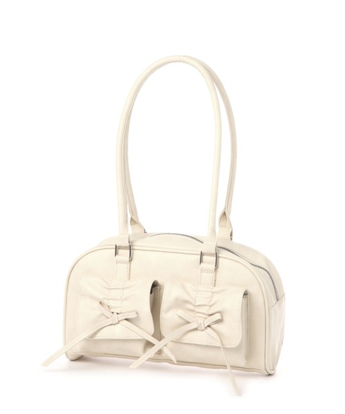 LAKOLE（ラコレ）の「シャーリングリボンハンドバッグ / 138974（ハンドバッグ・レディース・オフホワイト/ブラック/ブラウン・FREE）」の4枚目の写真