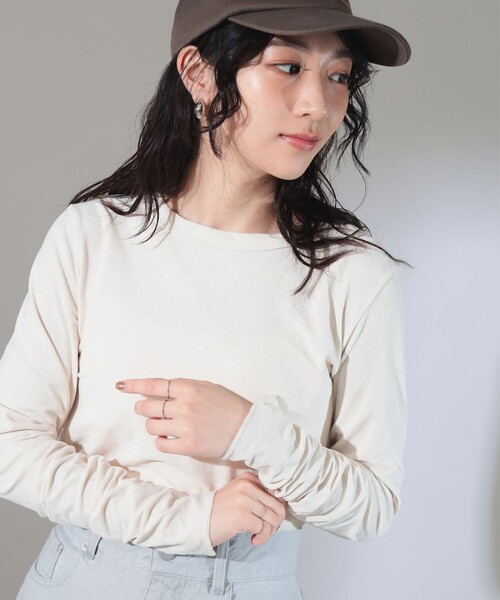 Demi-Luxe BEAMS(デミルクス ビームス)の「トリアセテート ベロア ロングスリーブ Tシャツ(Tシャツ/カットソー・レディース・ホワイト系その他5/チャコールグレー・ONE SIZE)」の8枚目の写真