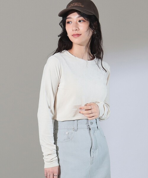 Demi-Luxe BEAMS(デミルクス ビームス)の「トリアセテート ベロア ロングスリーブ Tシャツ(Tシャツ/カットソー・レディース・ホワイト系その他5/チャコールグレー・ONE SIZE)」の11枚目の写真