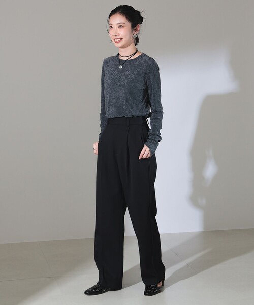 Demi-Luxe BEAMS(デミルクス ビームス)の「トリアセテート ベロア ロングスリーブ Tシャツ(Tシャツ/カットソー・レディース・ホワイト系その他5/チャコールグレー・ONE SIZE)」の12枚目の写真