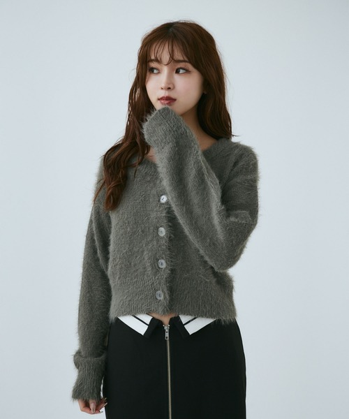 MIEL CRISHUNANT（ミエルクリシュナ）の「【累計お気に入り数2.8万人突破】ふわふわシャギークルーネックカーディガン（カーディガン/ボレロ・レディース・グレー/ブラック/ライトピンク・FREE）」の2枚目の写真