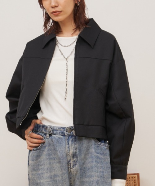 Auntie Rosa Holiday（アンティローザホリデー）の「クロップドジップブルゾン / セットアップ対応（ブルゾン・レディース・ブラック/その他・FREE）」の2枚目の写真