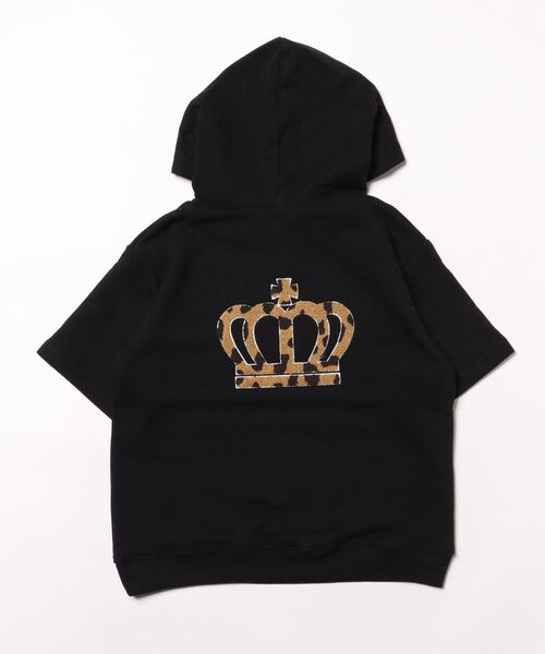 BABYDOLL（ベビードール）の「親子お揃い アニマル柄 5分袖 パーカー 9634K（パーカー・キッズ・オフホワイト/ブラック・120cm/150cm/90cm/130cm/140cm/100cm/110cm）」の3枚目の写真