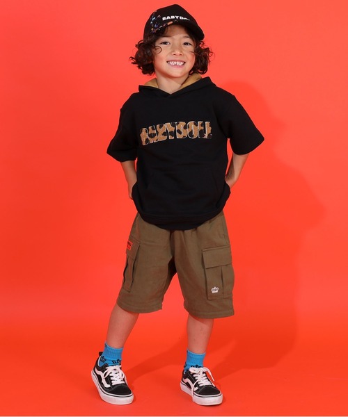 BABYDOLL（ベビードール）の「親子お揃い アニマル柄 5分袖 パーカー 9634K（パーカー・キッズ・オフホワイト/ブラック・120cm/150cm/90cm/130cm/140cm/100cm/110cm）」の22枚目の写真