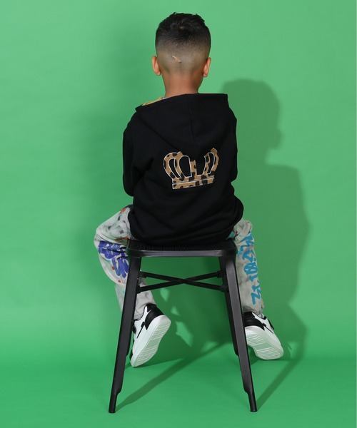 BABYDOLL（ベビードール）の「親子お揃い アニマル柄 5分袖 パーカー 9634K（パーカー・キッズ・オフホワイト/ブラック・120cm/150cm/90cm/130cm/140cm/100cm/110cm）」の6枚目の写真