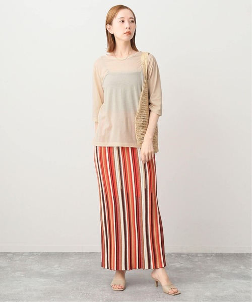 SLOBE IENA(スローブイエナ)の「《追加2》シアー天竺5分袖Tシャツ(Tシャツ/カットソー・レディース・ネイビー/ブラウン/アイボリー・FREE)」の4枚目の写真