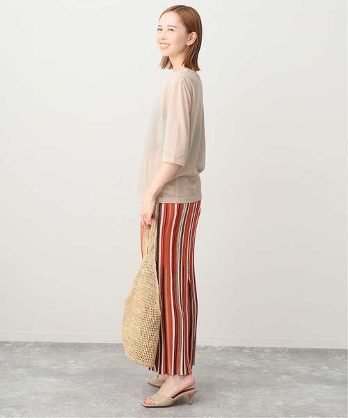 SLOBE IENA(スローブイエナ)の「《追加2》シアー天竺5分袖Tシャツ(Tシャツ/カットソー・レディース・ネイビー/ブラウン/アイボリー・FREE)」の5枚目の写真