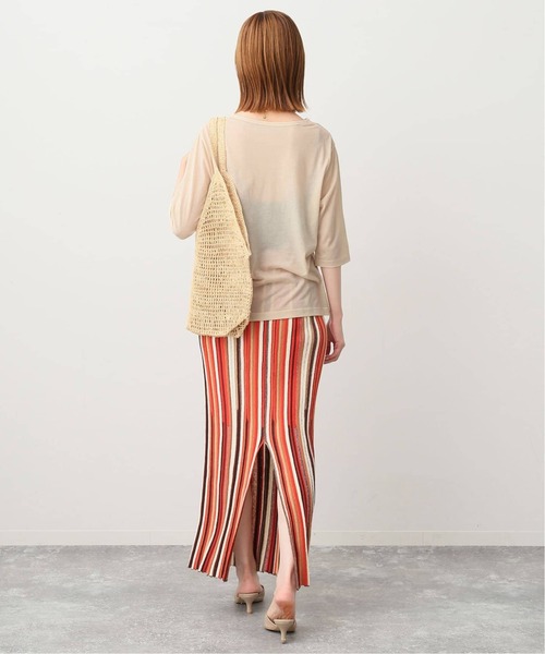 SLOBE IENA(スローブイエナ)の「《追加2》シアー天竺5分袖Tシャツ(Tシャツ/カットソー・レディース・ネイビー/ブラウン/アイボリー・FREE)」の6枚目の写真