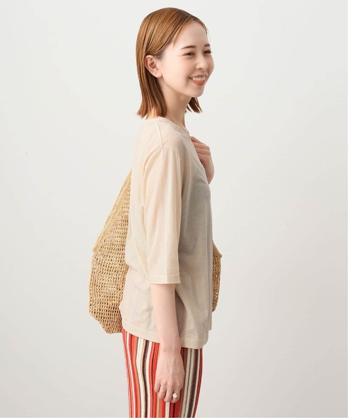 SLOBE IENA(スローブイエナ)の「《追加2》シアー天竺5分袖Tシャツ(Tシャツ/カットソー・レディース・ネイビー/ブラウン/アイボリー・FREE)」の9枚目の写真