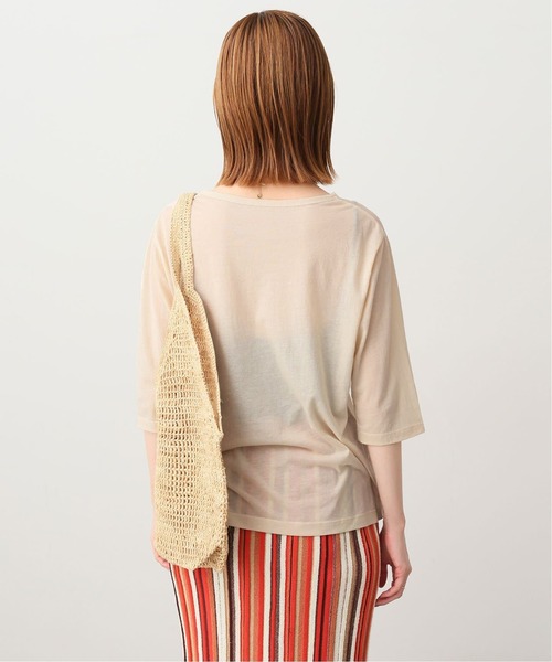 SLOBE IENA(スローブイエナ)の「《追加2》シアー天竺5分袖Tシャツ(Tシャツ/カットソー・レディース・ネイビー/ブラウン/アイボリー・FREE)」の10枚目の写真