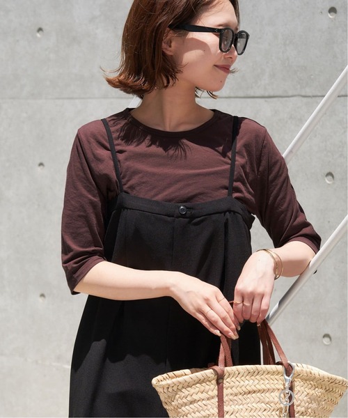 SLOBE IENA(スローブイエナ)の「《追加2》シアー天竺5分袖Tシャツ(Tシャツ/カットソー・レディース・ネイビー/ブラウン/アイボリー・FREE)」の14枚目の写真