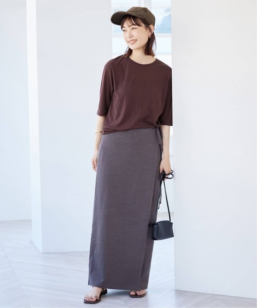 SLOBE IENA(スローブイエナ)の「《追加2》シアー天竺5分袖Tシャツ(Tシャツ/カットソー・レディース・ネイビー/ブラウン/アイボリー・FREE)」の15枚目の写真