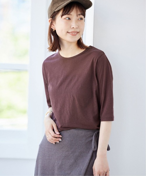 SLOBE IENA(スローブイエナ)の「《追加2》シアー天竺5分袖Tシャツ(Tシャツ/カットソー・レディース・ネイビー/ブラウン/アイボリー・FREE)」の19枚目の写真