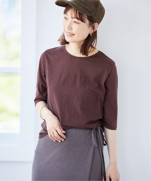 SLOBE IENA(スローブイエナ)の「《追加2》シアー天竺5分袖Tシャツ(Tシャツ/カットソー・レディース・ネイビー/ブラウン/アイボリー・FREE)」の20枚目の写真