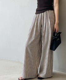 COCOMOMO | 選べる2丈 接触冷感 ストライプワイドパンツ イージーパンツ ストライプパンツ ワイド パンツ 夏服 アンクル丈/レギュラー丈(その他パンツ)