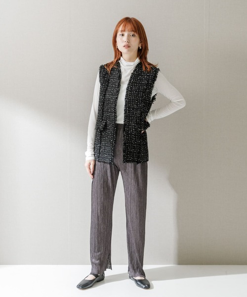 CHIGNON（シニヨン）の「CHIGNON　カットプリーツパンツ（その他パンツ・レディース・チャコールグレー/ベージュ系その他・FREE）」の6枚目の写真