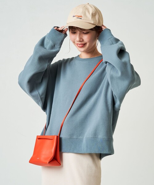 FREAK'S STORE(フリークスストア)の「限定展開 ヘビーウェイト ショート ビッグ スウェット(スウェット・レディース・ブラック/チャコールグレー/グレー/ナチュラル/ブルー/ライトグレー/ピンク/グリーン/パープル/ベージュ/ネイビー・フリ-)」の9枚目の写真