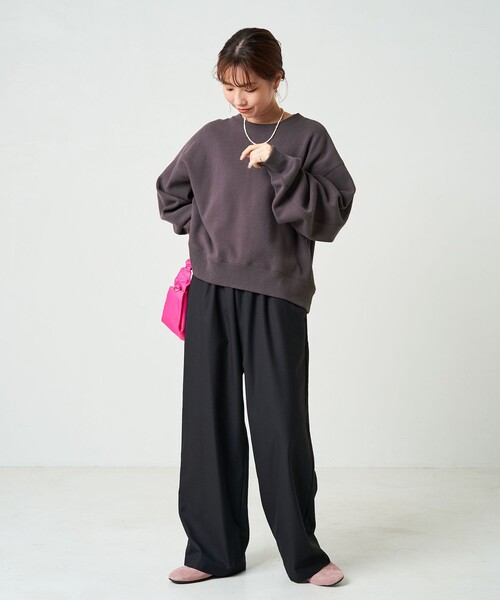 FREAK'S STORE(フリークスストア)の「限定展開 ヘビーウェイト ショート ビッグ スウェット(スウェット・レディース・ブラック/チャコールグレー/グレー/ナチュラル/ブルー/ライトグレー/ピンク/グリーン/パープル/ベージュ/ネイビー・フリ-)」の12枚目の写真