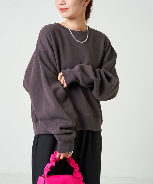 FREAK'S STORE(フリークスストア)の「限定展開 ヘビーウェイト ショート ビッグ スウェット(スウェット・レディース・ブラック/チャコールグレー/グレー/ナチュラル/ブルー/ライトグレー/ピンク/グリーン/パープル/ベージュ/ネイビー・フリ-)」の20枚目の写真