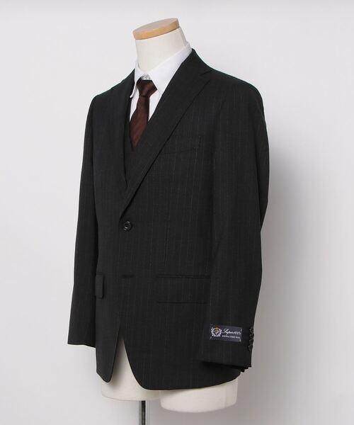 セール】【Super100'S】ウール100％ スリーピーススーツ ストライプ
