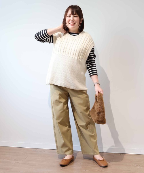 MB mint breeze(エムビーミントブリーズ)の「【L~6L 大きいサイズ】裏起毛ストレッチワイドパンツ(その他パンツ・レディース・ベージュ/ブラック・LL/3L/4L/5L/L/6L)」の21枚目の写真