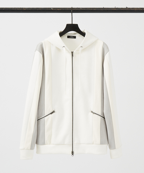 5351 POUR LES HOMMES（ゴーサンゴーイチプールオム）の「【セットアップ対応】ストレッチ スエード ジップパーカー（パーカー・メンズ・ホワイト/ブラック/チャコールグレー/ホワイト系その他・44/46/48/50）」の2枚目の写真