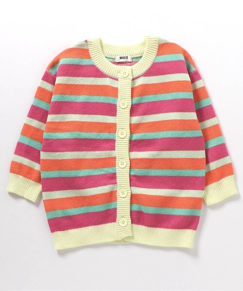 BREEZE（ブリーズ）の「ハート・ボーダーカーディガン（カーディガン/ボレロ・キッズ・ブラック/レインボー・90/100/120/140）」の2枚目の写真