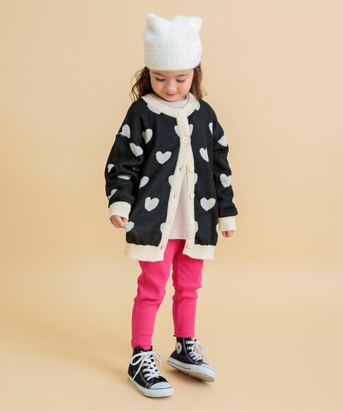 BREEZE（ブリーズ）の「ハート・ボーダーカーディガン（カーディガン/ボレロ・キッズ・ブラック/レインボー・90/100/120/140）」の3枚目の写真