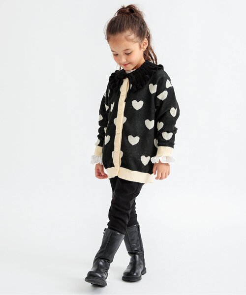 BREEZE（ブリーズ）の「ハート・ボーダーカーディガン（カーディガン/ボレロ・キッズ・ブラック/レインボー・90/100/120/140）」の5枚目の写真