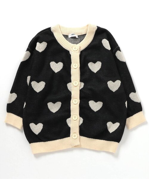 BREEZE（ブリーズ）の「ハート・ボーダーカーディガン（カーディガン/ボレロ・キッズ・ブラック/レインボー・90/100/120/140）」の6枚目の写真
