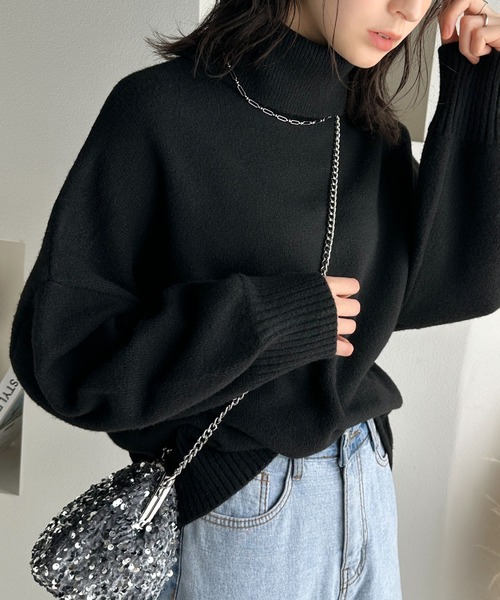 classicalelf(クラシカルエルフ)の「シンプルシックな大人の魅力。天竺編みタートルネック圧縮ニットプルオーバー(ニット/セーター・レディース・アイボリー/ブラック/ライトグレー/ブルー・MEDIUM/X-LARGE/SMALL/LARGE)」の12枚目の写真