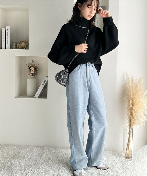 classicalelf(クラシカルエルフ)の「シンプルシックな大人の魅力。天竺編みタートルネック圧縮ニットプルオーバー(ニット/セーター・レディース・アイボリー/ブラック/ライトグレー/ブルー・MEDIUM/X-LARGE/SMALL/LARGE)」の11枚目の写真