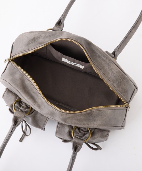 one after another NICE CLAUP（ワンアフターアナザーナイスクラップ）の「ドロストポケット付きボストンバッグ（ボストンバッグ・レディース・アイボリー/ブラック/ピンク・FREE）」の7枚目の写真