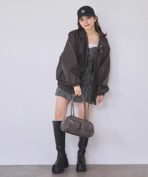 one after another NICE CLAUP（ワンアフターアナザーナイスクラップ）の「ドロストポケット付きボストンバッグ（ボストンバッグ・レディース・アイボリー/ブラック/ピンク・FREE）」の12枚目の写真