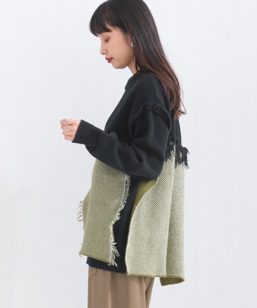 スタイルブロック STYLEBLOCK フリンジ2WAYプルオーバー （ブルー） スタイルブロック STYLEBLOCK クロップドニットプルオーバー