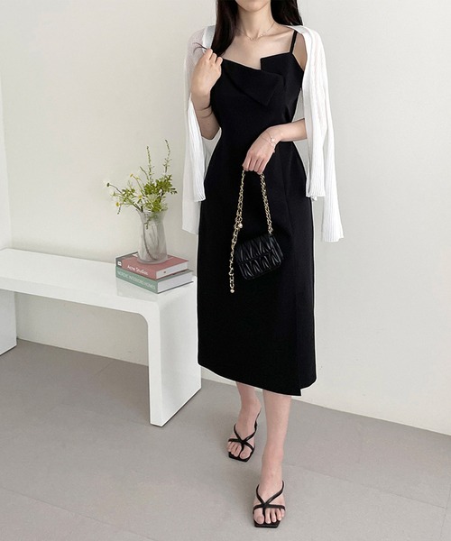 Jasmine Grandiflorum(ジャスミングランディフローラム)の「【Jasmine】アシメトリーキャミロングワンピース (SS)(ワンピース・レディース・グレー/ブラック/ライトベージュ・FREE)」の8枚目の写真