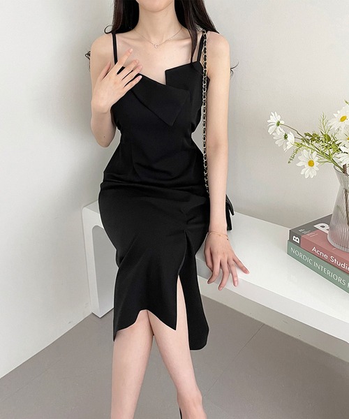 Jasmine Grandiflorum(ジャスミングランディフローラム)の「【Jasmine】アシメトリーキャミロングワンピース (SS)(ワンピース・レディース・グレー/ブラック/ライトベージュ・FREE)」の6枚目の写真