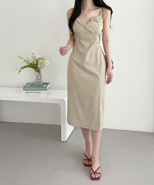 Jasmine Grandiflorum(ジャスミングランディフローラム)の「【Jasmine】アシメトリーキャミロングワンピース (SS)(ワンピース・レディース・グレー/ブラック/ライトベージュ・FREE)」の9枚目の写真